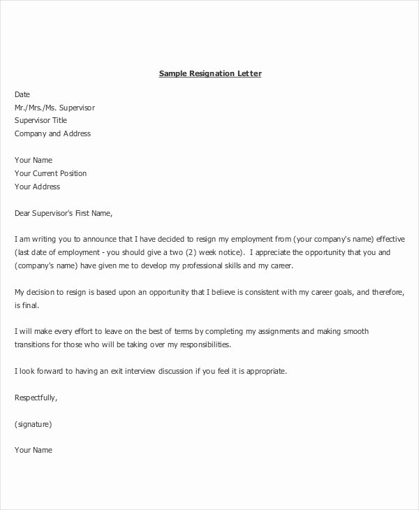 Professional Resignation Letter Template Awesome Resignation Letter 22 Free Word Pdf Documents Download