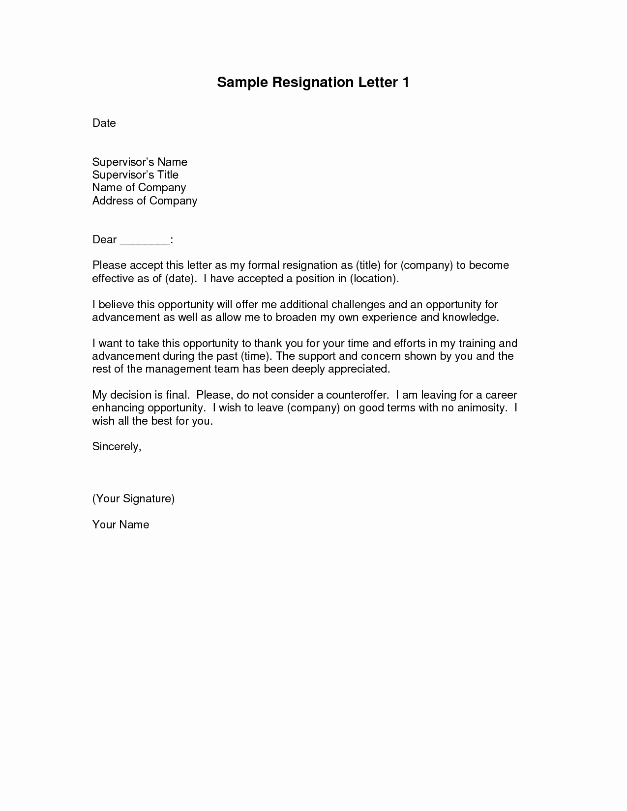 Professional Resignation Letter Template Elegant Professional Letter Resignation
