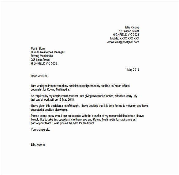 Professional Resignation Letter Template Inspirational 31 Simple Resignation Letter Samples