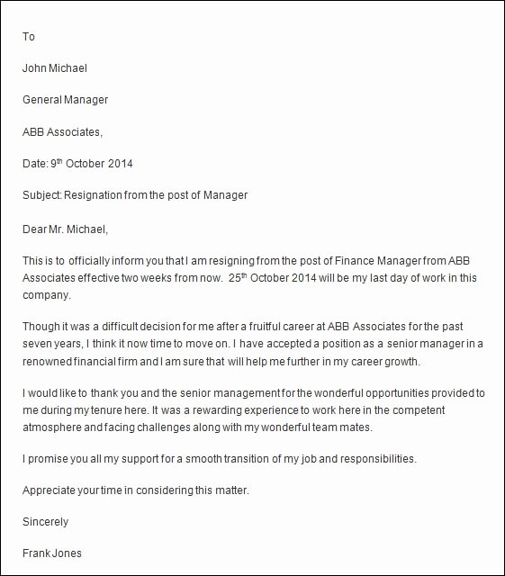 Professional Resignation Letter Template New Free 7 Professional Resignation Letter In Pdf