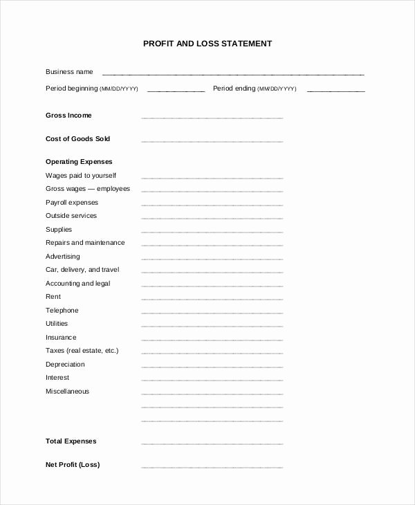 Profit and Loss Template Pdf Awesome Profit and Loss Statement Templates