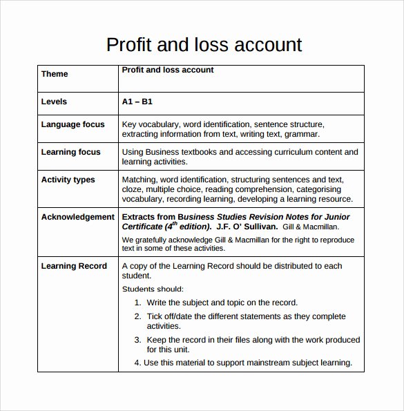 Profit and Loss Template Word Elegant Free 21 Sample Profit and Loss Templates In Google Docs