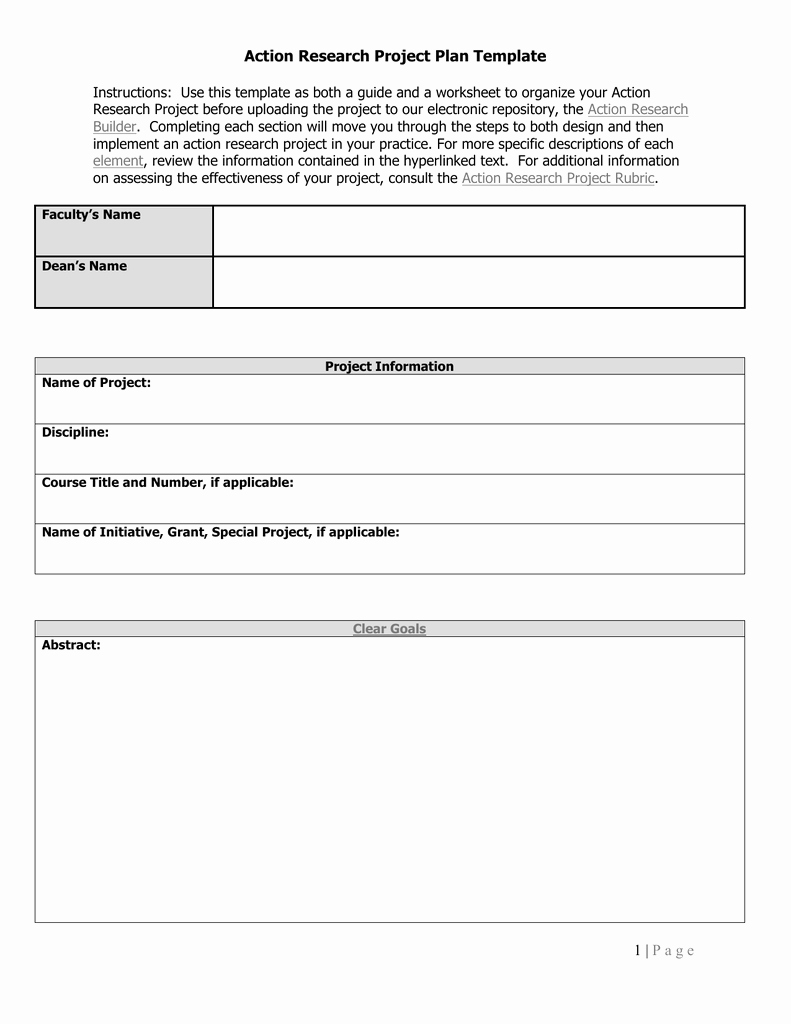 Project Action Plan Template Awesome Action Research Project Plan Template
