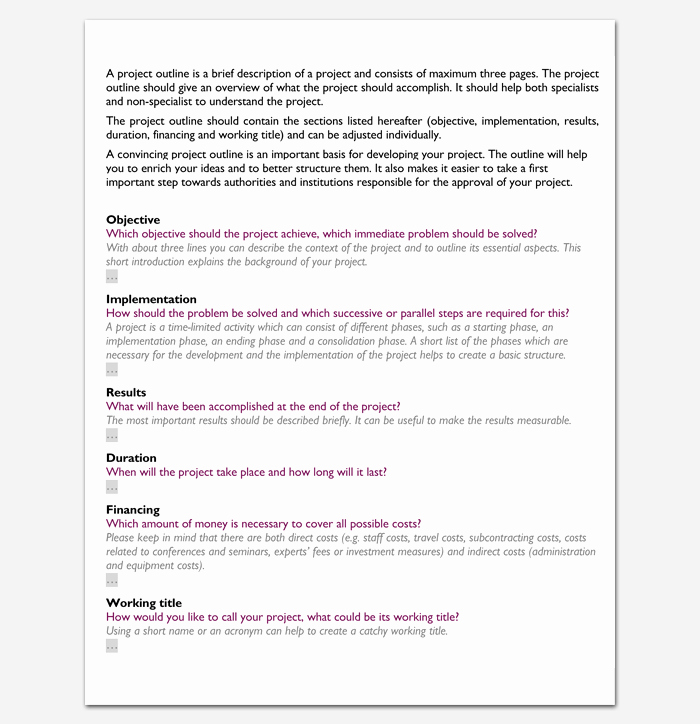 Project Outline Template Word Awesome Project Outline Template 17 for Word Ppt Excel and
