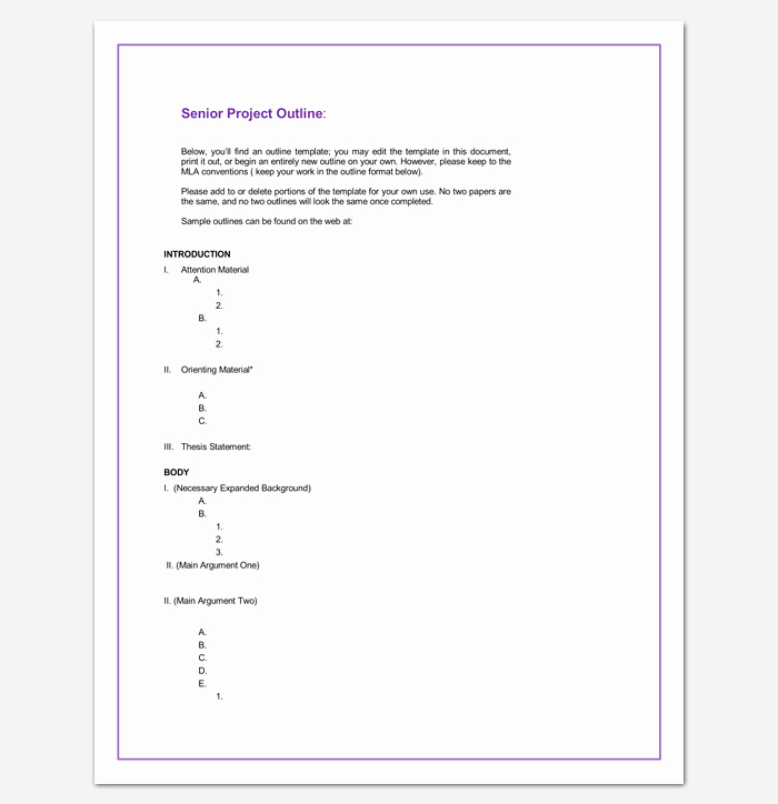 Project Outline Template Word Unique Project Outline Template 17 for Word Ppt Excel and