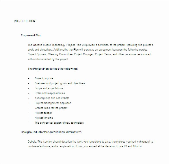 Project Plan Template Word New Project Plan Template Word