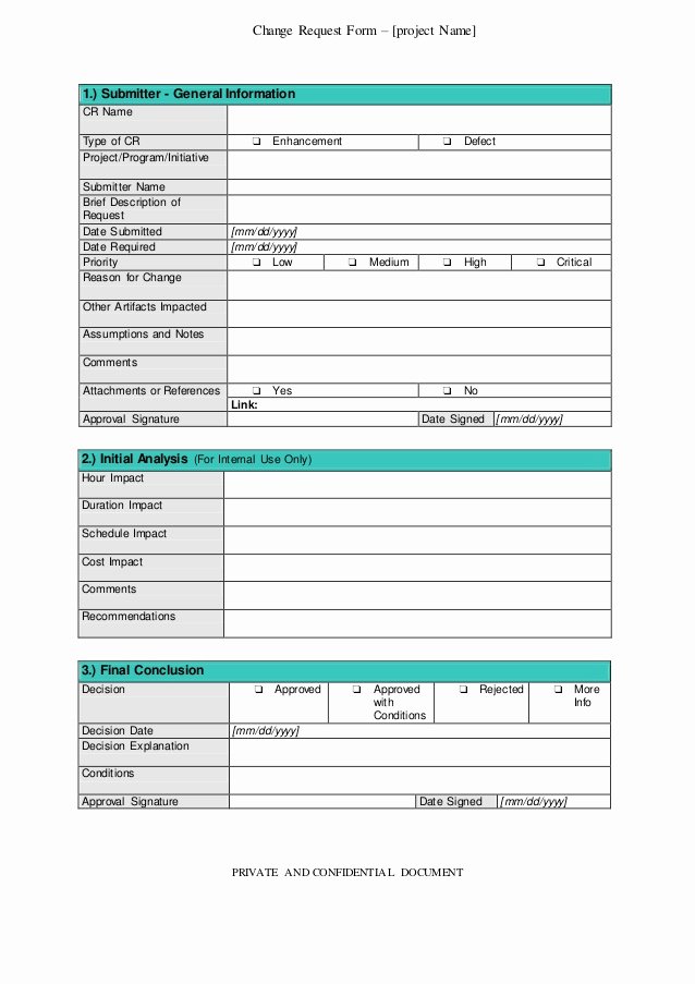 Project Request form Template Awesome software Change Request form
