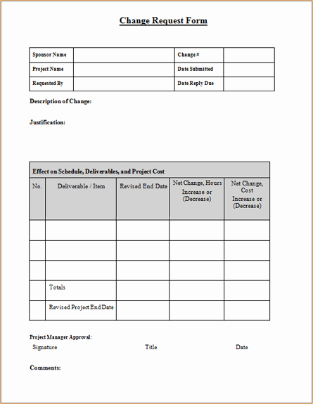 Project Request form Template Beautiful Download Change Request form Template for Word 2007