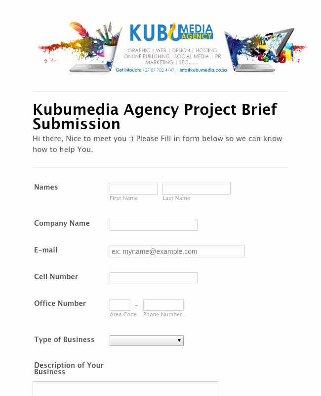 Project Request form Template Inspirational Kubumedia Graphic Web Design Project Request form Template