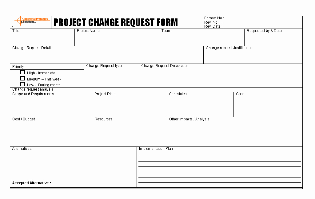 Project Request form Template Luxury Project Change Request form format