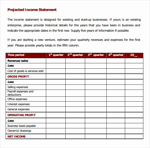 Projected Income Statement Template Elegant 10 In E Statement formats Free Word Pdf format