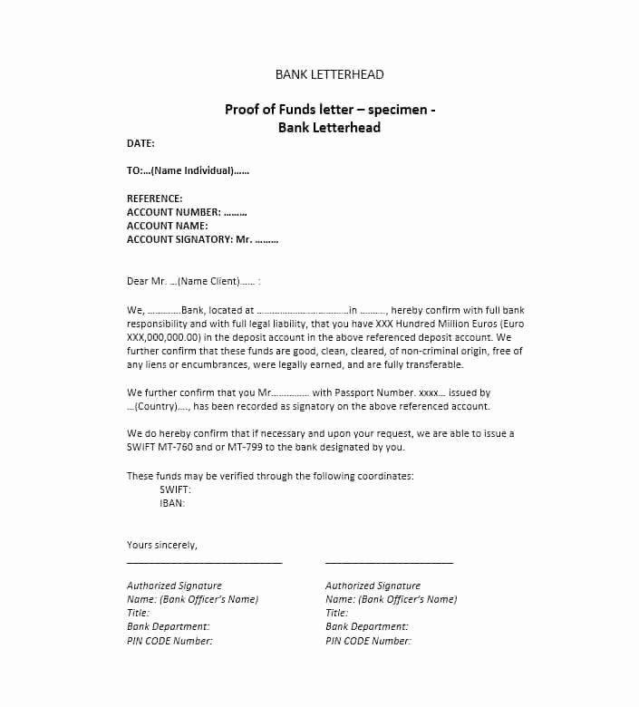 Proof Of Funds Letter Template Best Of Lien Release Request Letter to Bank
