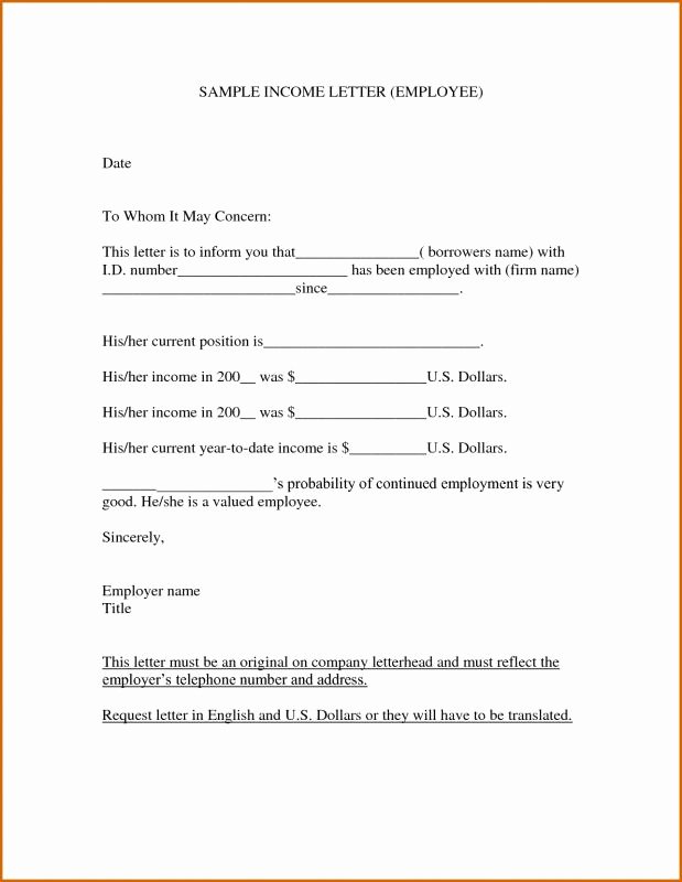 Proof Of Income Template Fresh Proof In E Letter