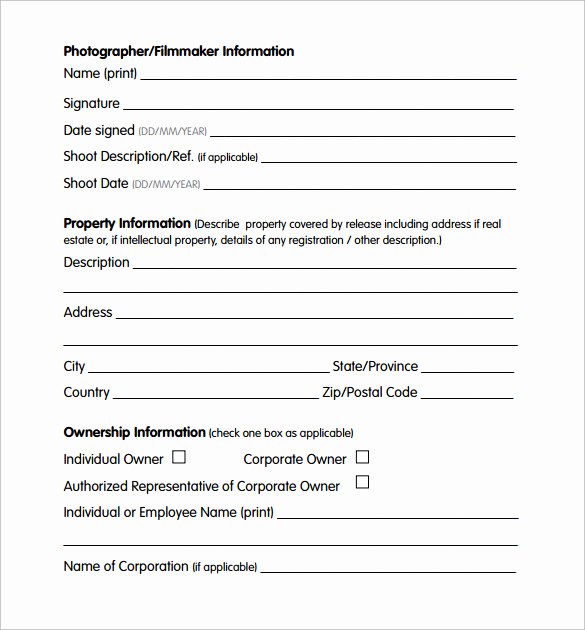 Property Release form Template Lovely Sample Property Release form 14 Download Free Documents