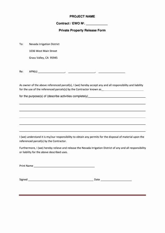 Property Release form Template Luxury top 10 Property Release form Templates Free to In
