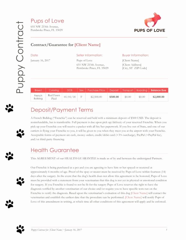 Puppy Sale Contract Template Luxury Free 11 Puppy Sales Contract Template In Pdf