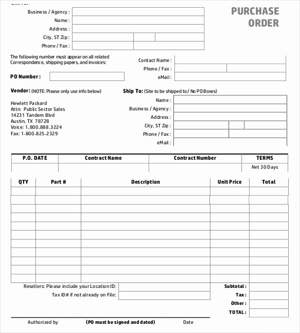 Purchase order Template Pdf Inspirational Purchase order Template Free Templates