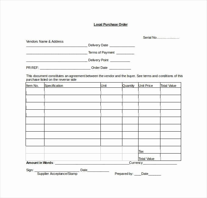 Purchase order Template Pdf Lovely Purchase order Template Word