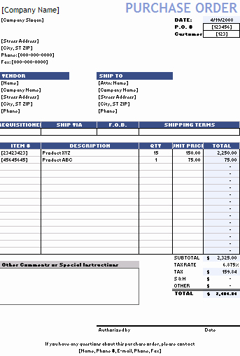 Purchase order Template Word Beautiful Download A Free Purchase order Template for Excel A