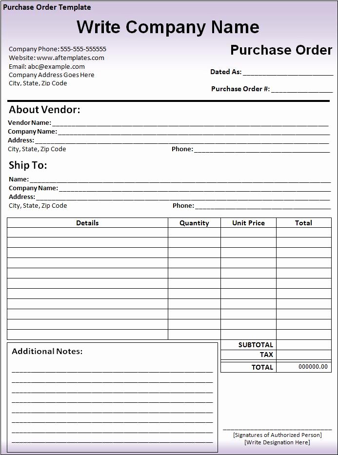 Purchase order Template Word Fresh 10 Purchase order Templates