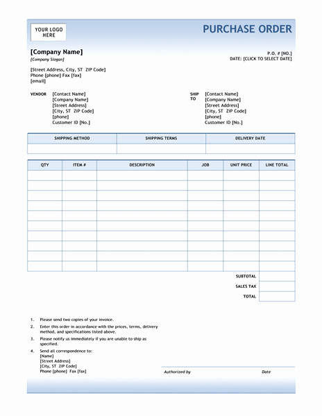 Purchase order Template Word Fresh Purchase order Template Word Templates