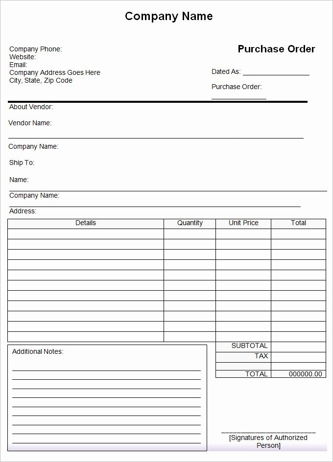 Purchase order Template Word Unique 8 Purchase order Templates Word Excel Word Excel formats