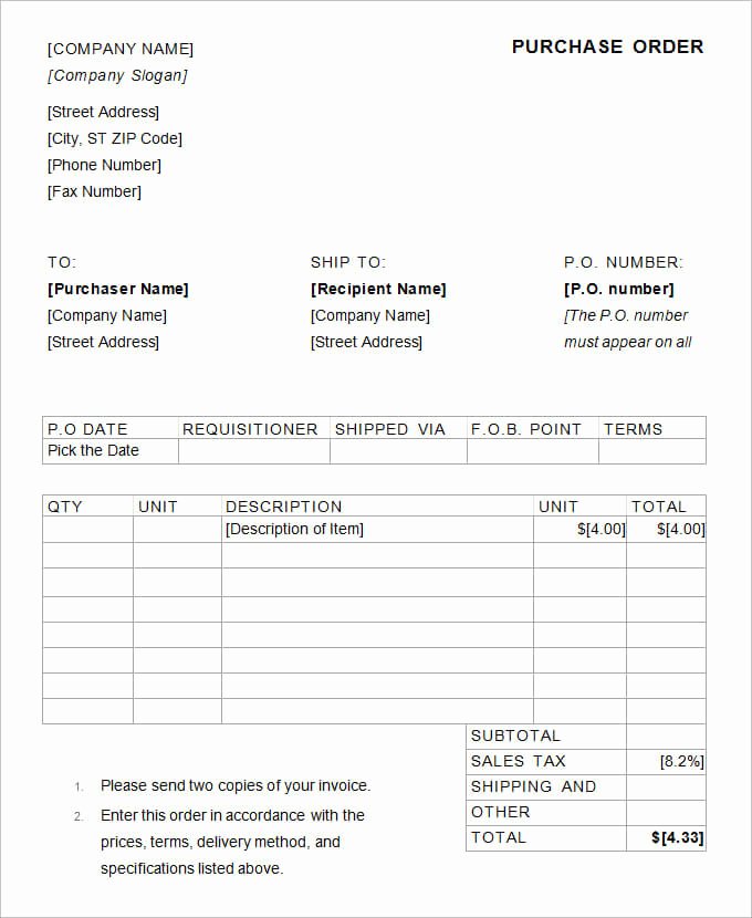 Purchase order Templates Word New 13 Sample Purchase order format In Excel Pdf and Doc