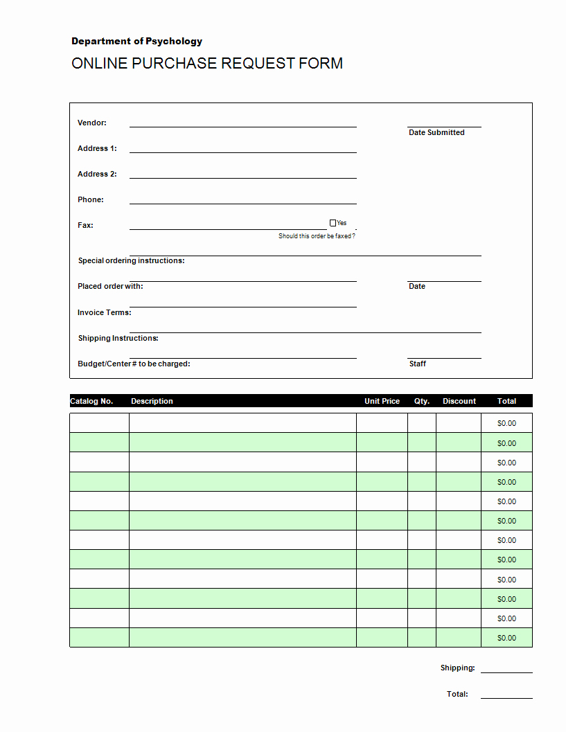 Purchase Request form Template Awesome Line Purchase order Request Excel