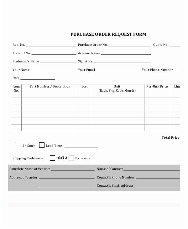 Purchase Request form Template Elegant Purchase order form 15 Free Word Pdf Documents