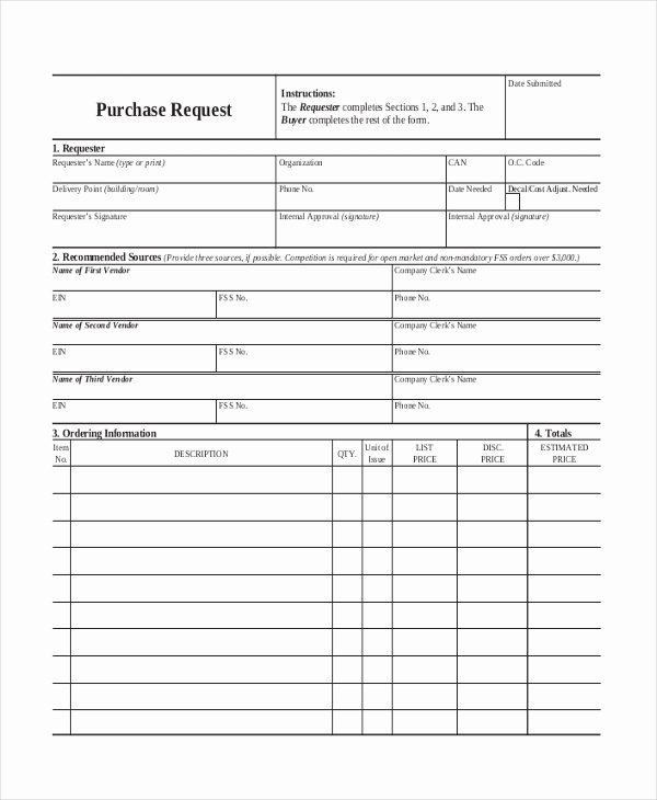 Purchase Request form Template Elegant Sample Purchase order Request form 12 Free Documents In Pdf