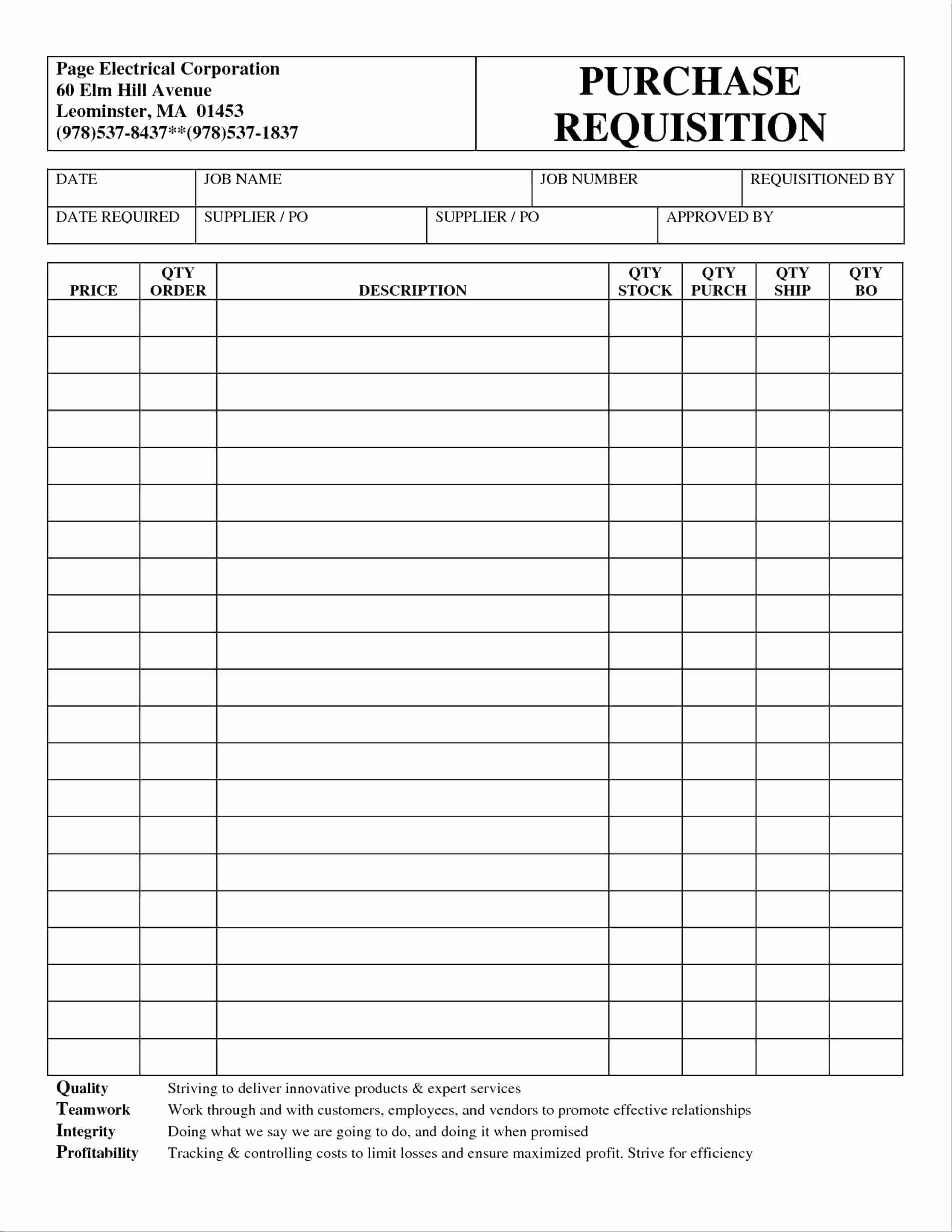 Purchase Request form Template Inspirational Purchase Requisition Template