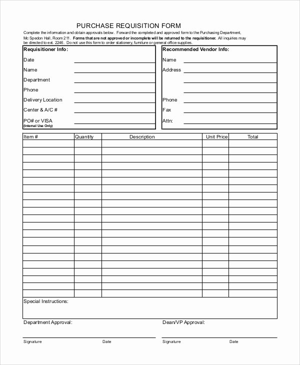Purchase Request form Template New Requisition form Samples Examples Templates 10