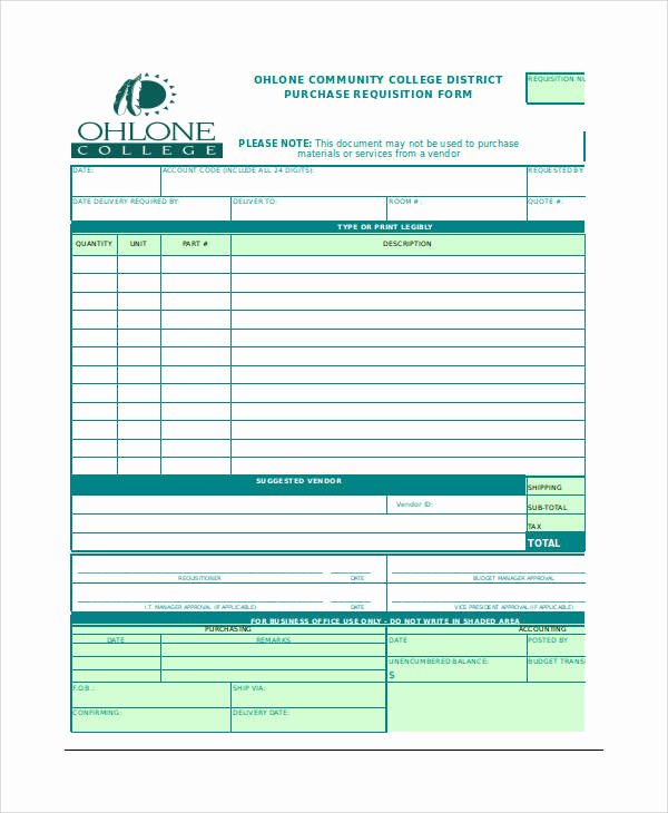 Purchase Requisition form Template Beautiful Requisition form Example