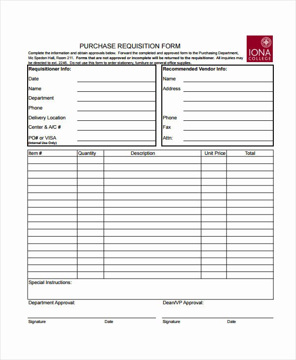 Purchase Requisition form Template Beautiful Requisition form Template 8 Free Pdf Documents Download