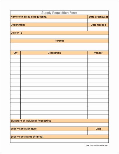 Purchase Requisition form Template New Free Detailed Supply Requisition From formville