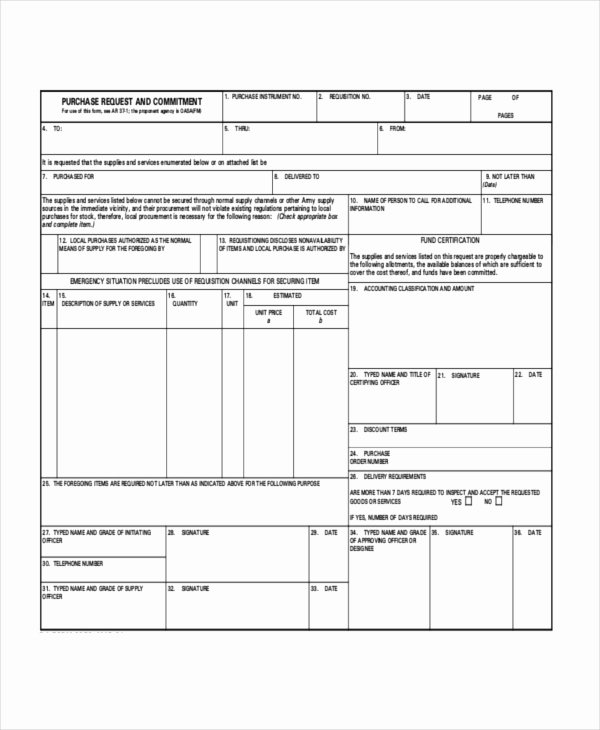 Purchasing Request form Template Awesome Sample Purchase Requisition forms 8 Free Documents In