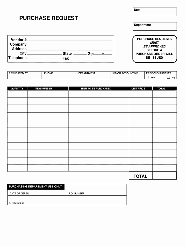 Purchasing Request form Template Fresh Purchase Request Fill Line Printable Fillable Blank