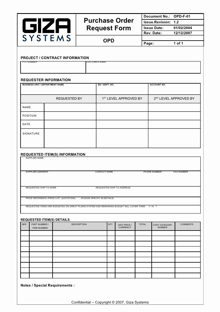 Purchasing Request form Template Inspirational Opd F 01 Purchase order Request form V 1 2