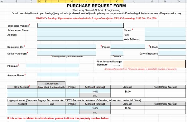 Purchasing Request form Template Inspirational Purchase Request form In Excel