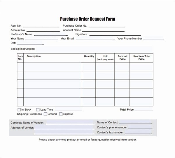 Purchasing Request form Template New Purchase order Template 18 Download Free Documents In