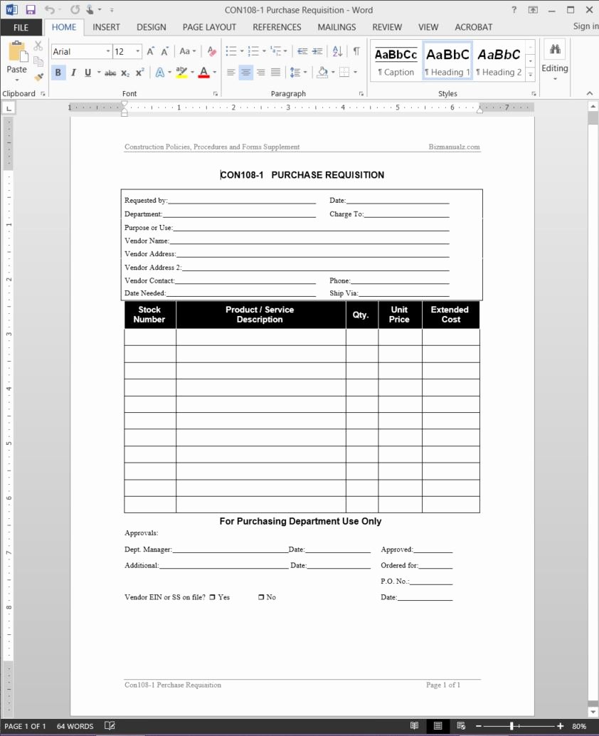 Purchasing Request form Template Unique Project Purchase Requisition Template