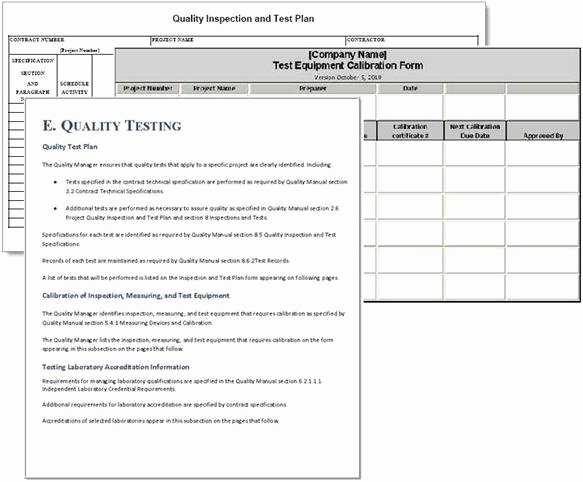 Quality Management Plan Templates Awesome Project Plan Sample forms