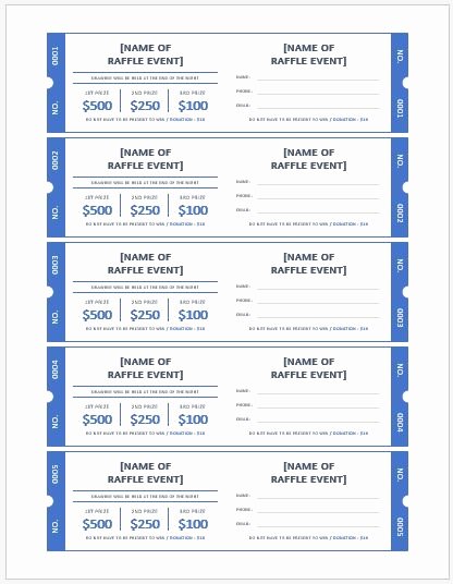 Raffle Ticket Template Excel New Ms Word Raffle Ticket Templates
