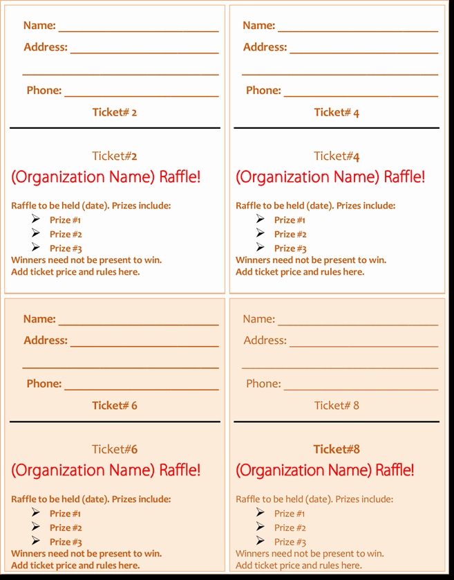 Raffle Ticket Template Word Awesome 45 New Avery Raffle Tickets 8 Per Page
