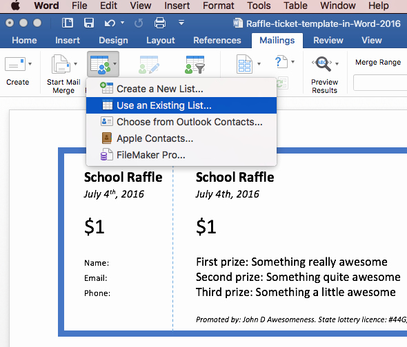 Raffle Ticket Template Word Awesome Raffles and Raffle Tickets Print Raffle Tickets Using A