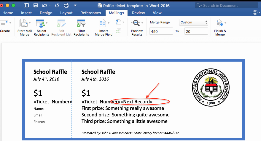 Raffle Ticket Template Word Lovely Print Raffle Tickets Using A Template In Fice Word 2016