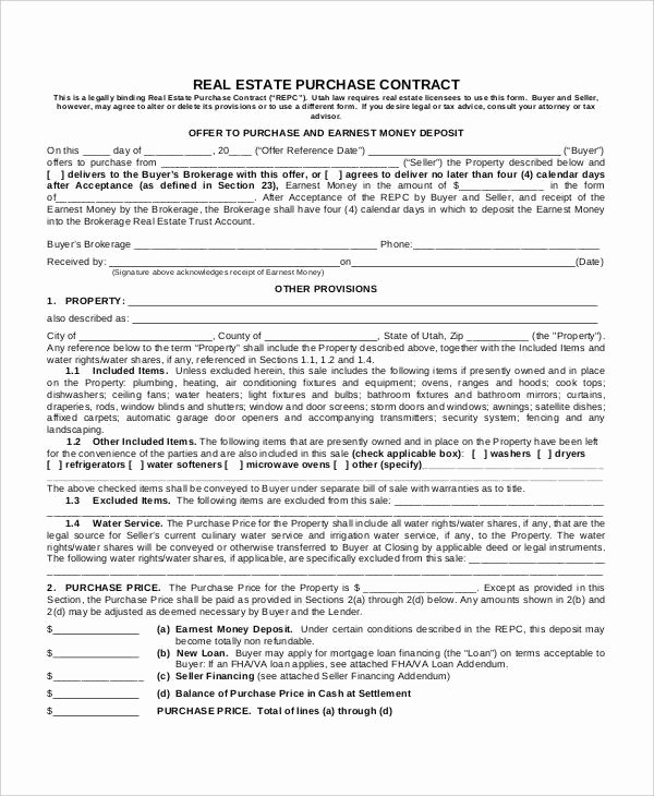 Real Estate Contract Template Elegant 13 Purchase Contract Templates Word Pdf Google Docs