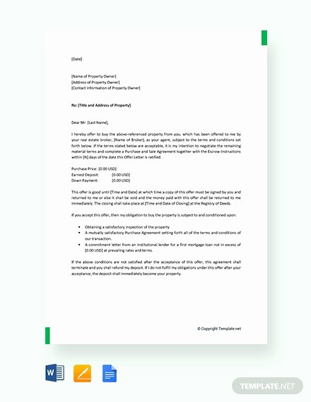 Real Estate Offer Letter Template Beautiful Free Letter Template Of Intent for Real Estate Download
