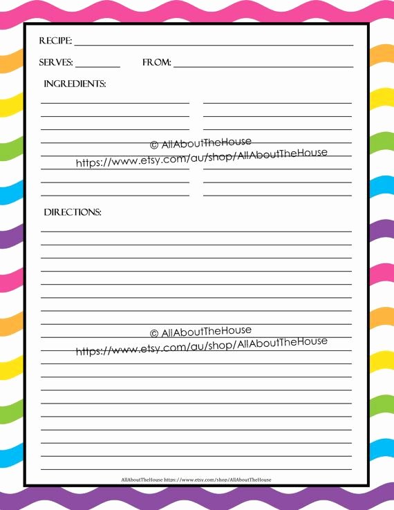 Recipe Card Template for Pages Awesome Editable Printable Recipe Card Template Pdf Sheet