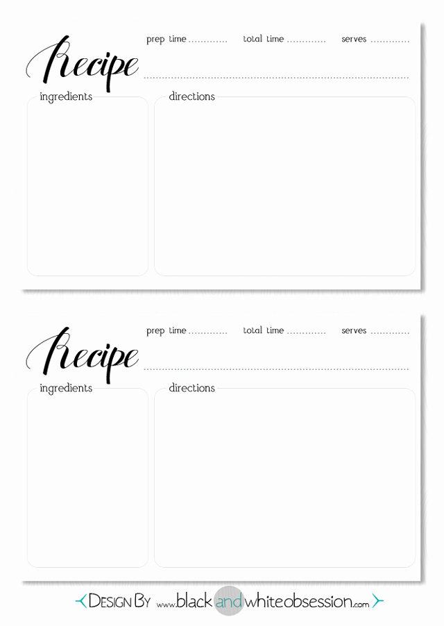 Recipe Card Template for Pages Inspirational Adorable Black and White Printable Recipe Cards Freebie